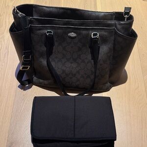 Coach Black Signature diaper bag with change pad
